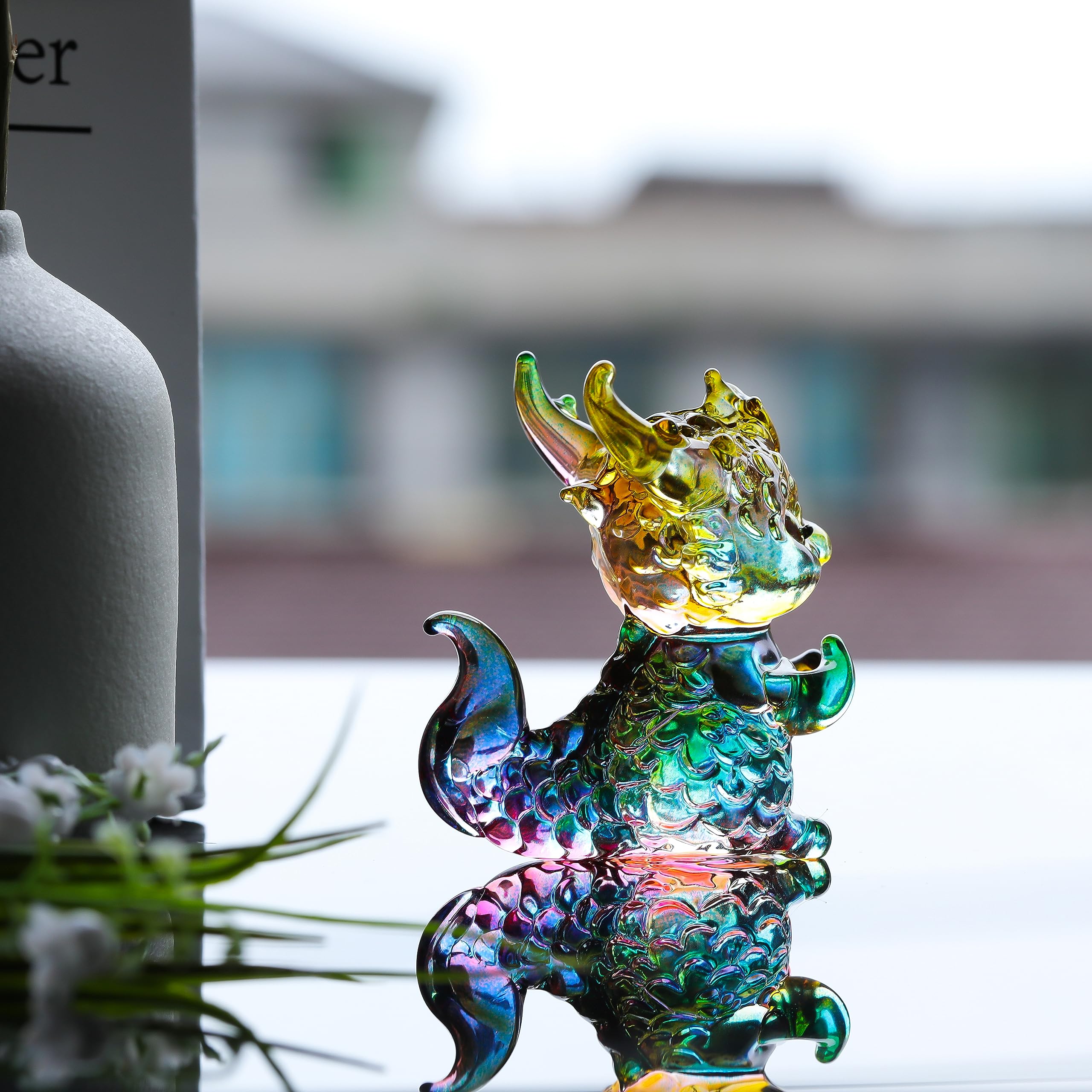 Amazon.co.jp: Qianwei クリスタル ドラゴン 置物 - 吹きガラス